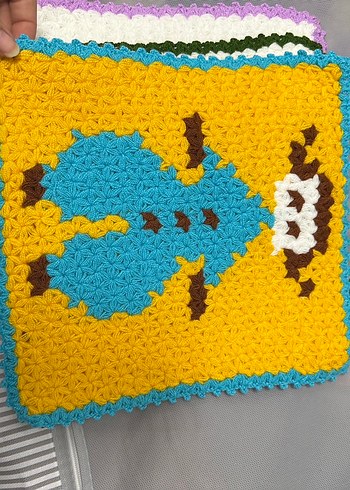 Mor Çiçek Desenli El Örgüsü Banyo lifi - Görsel 3