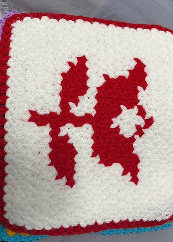 Mor Çiçek Desenli El Örgüsü Banyo lifi - Görsel 8