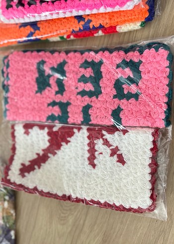 Mor Çiçek Desenli El Örgüsü Banyo lifi - Görsel 11