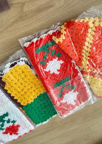 Mor Çiçek Desenli El Örgüsü Banyo lifi - Görsel 14