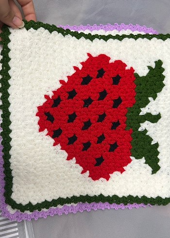 Mor Çiçek Desenli El Örgüsü Banyo lifi - Görsel 2