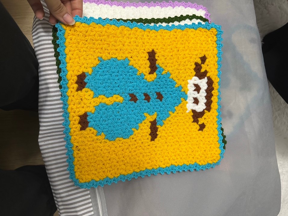 Mor Çiçek Desenli El Örgüsü Banyo lifi - Görsel 3