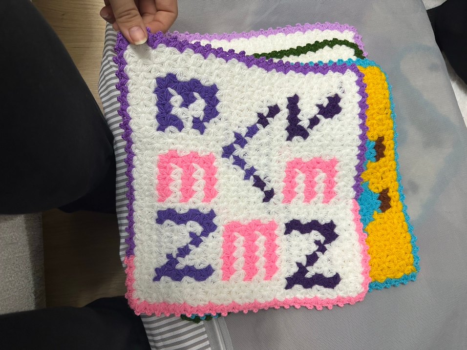 Mor Çiçek Desenli El Örgüsü Banyo lifi - Görsel 4