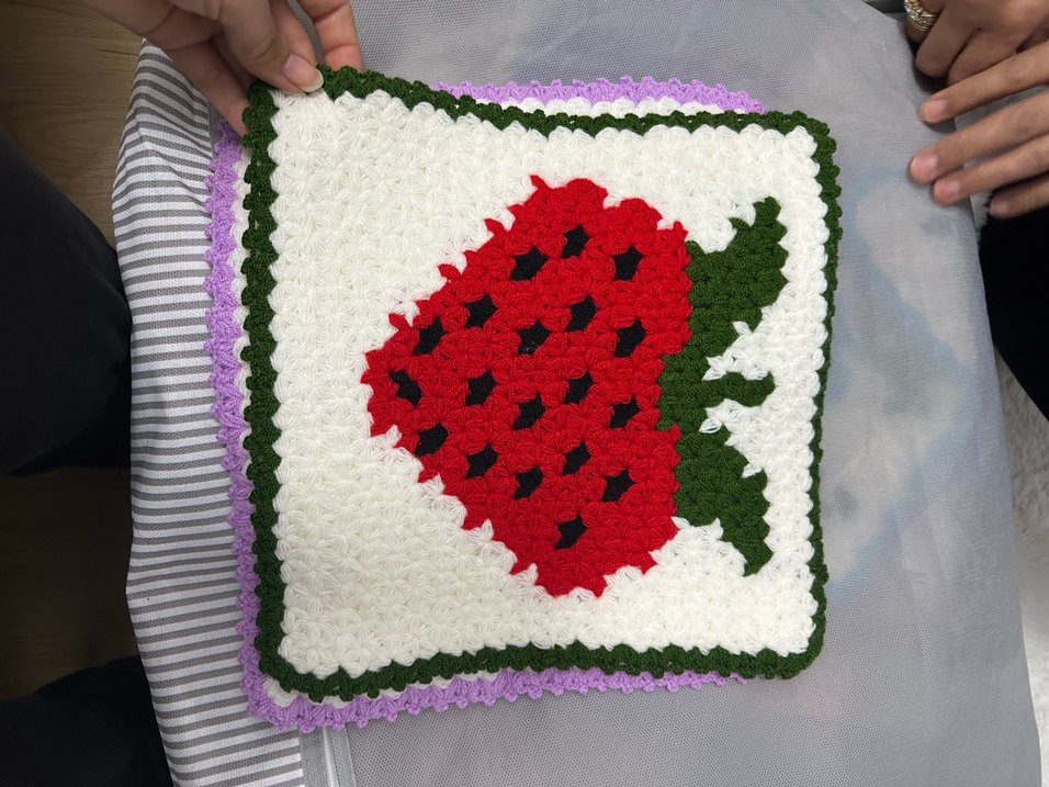 Mor Çiçek Desenli El Örgüsü Banyo lifi - Görsel 2