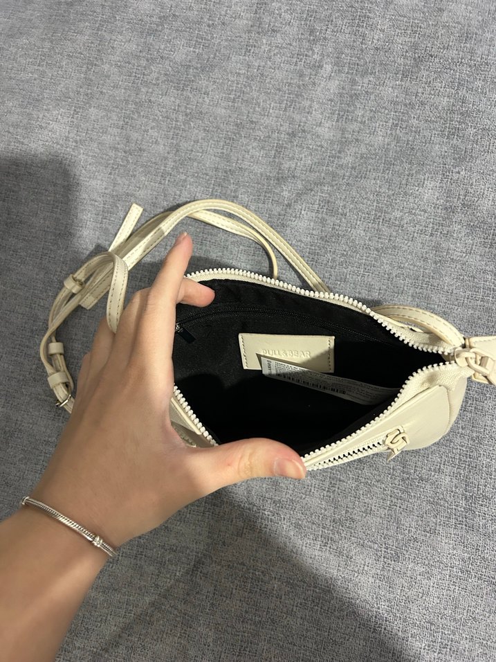 Bej Deri Kadın Çanta Fermuarlı - Görsel 2