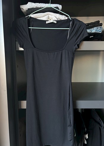 Siyah Kısa Kollu Mini Kadın Elbise - Görsel 2