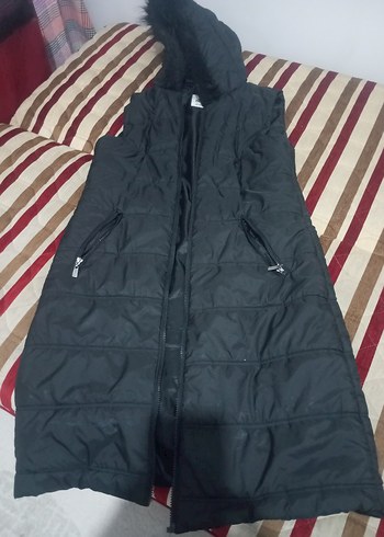 Siyah Uzun Kollu Fermuarlı Kadın Yelek - Görsel 2