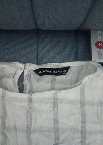 Gri Çizgili Uzun Kollu Keten Kadın Gömlek - Görsel 7