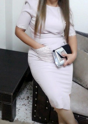 Bej Kemer Detaylı Mini Kalem Elbise - Görsel 2