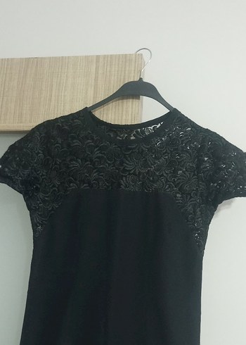 Siyah Drapeli V Yakalı Uzun Abiye Elbise - Görsel 3