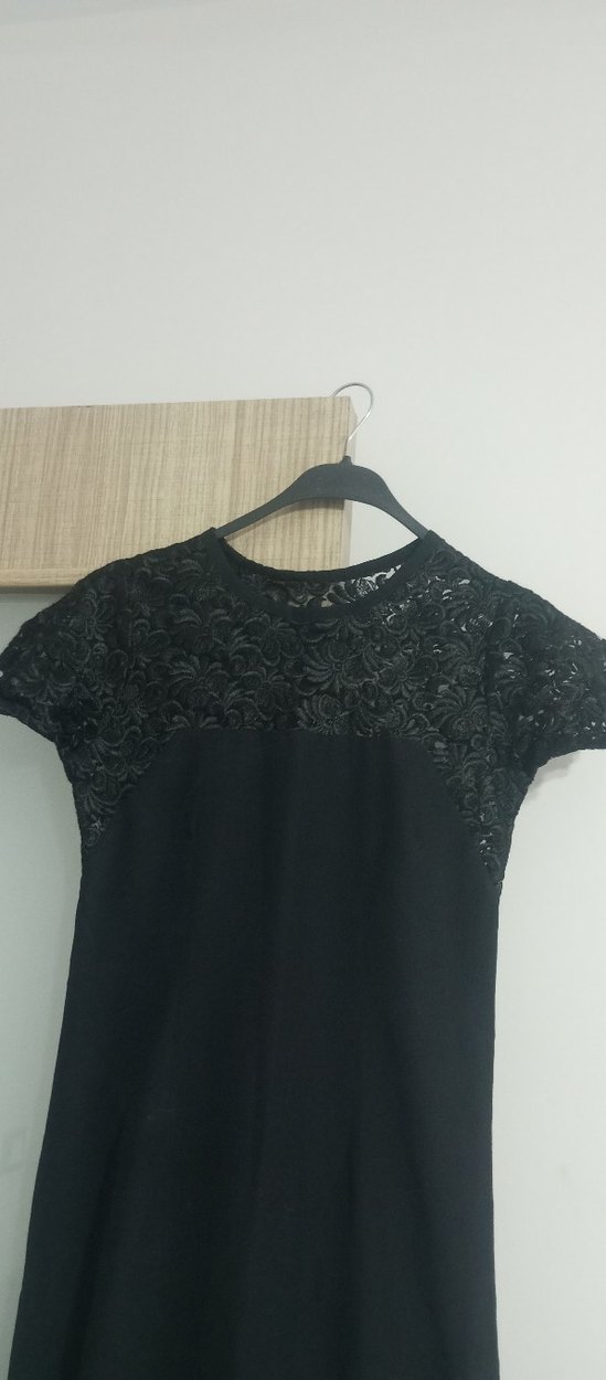 Siyah Drapeli V Yakalı Uzun Abiye Elbise - Görsel 3