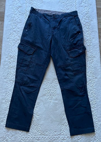 Erkek Lacivert Kemerli Loose Fit Kot Pantolon Pull&Bear