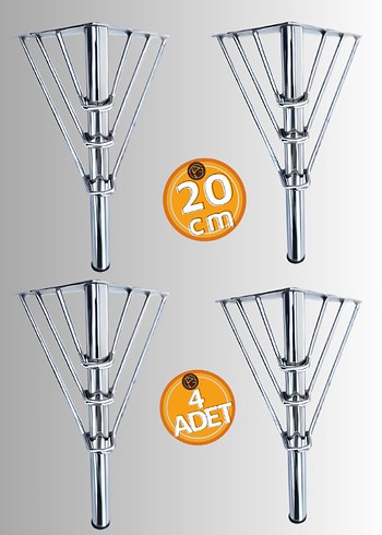 20cm Krom Metal Mobilya Ayak 4lü Paket