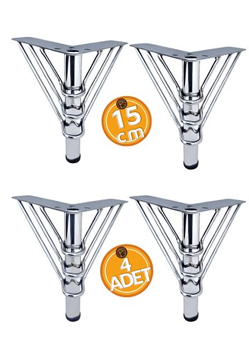  Beden 15cm Krom Metal Mobilya Ayak Koltuk Kanepe Dolap Ayak 4lü Paket