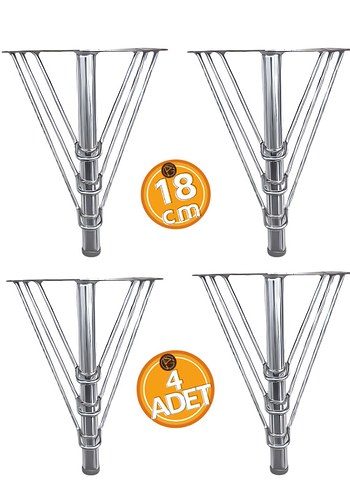 Diğer 18 cm Gri Metal Dekoratif Ayak 4lü Paket