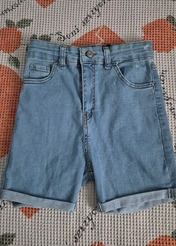 yuksek bel mavi denim şort