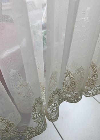 Nakışlı Beyaz Bohem Tül Perde