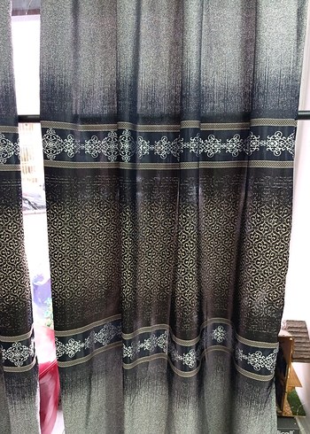 Gri  lacivert Bağlama Desenli Perde - Görsel 5