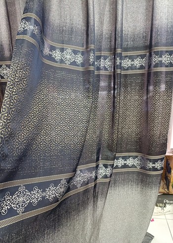 Gri  lacivert Bağlama Desenli Perde - Görsel 7