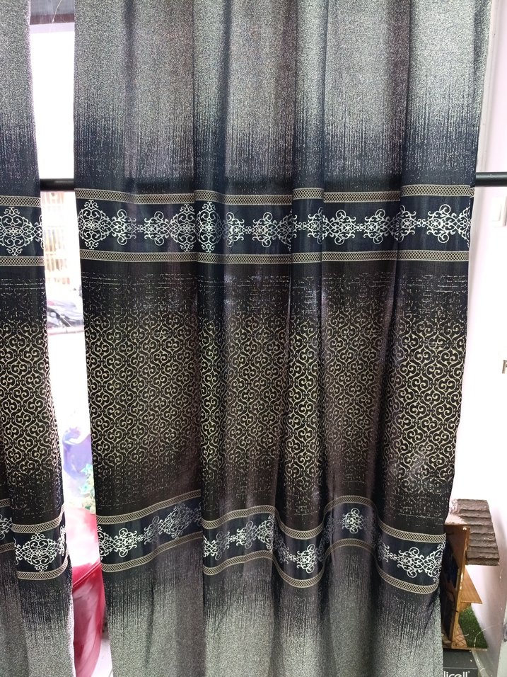 Gri  lacivert Bağlama Desenli Perde - Görsel 5