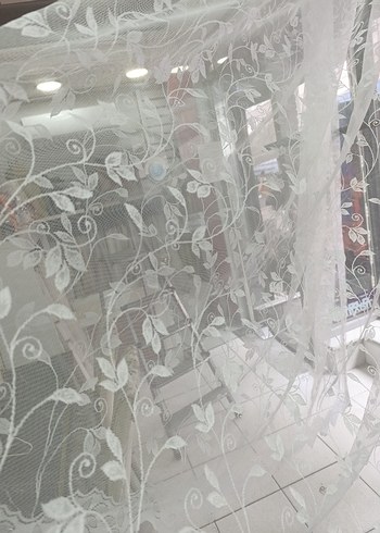 Nakışlı Beyaz Tül Perde - Görsel 4