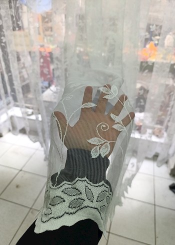 Nakışlı Beyaz Tül Perde - Görsel 6