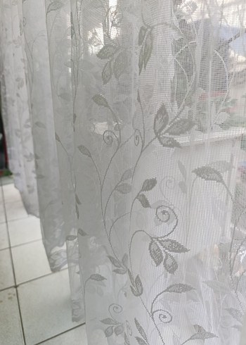 Nakışlı Beyaz Tül Perde - Görsel 7