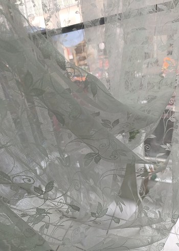 Nakışlı Beyaz Tül Perde - Görsel 5