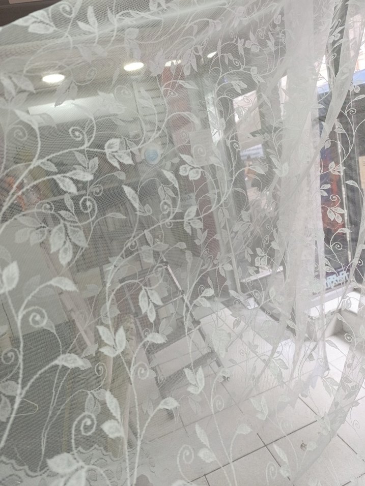 Nakışlı Beyaz Tül Perde - Görsel 4