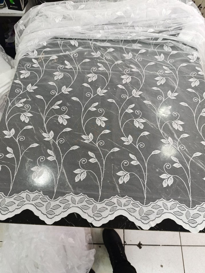 Nakışlı Beyaz Tül Perde - Görsel 2