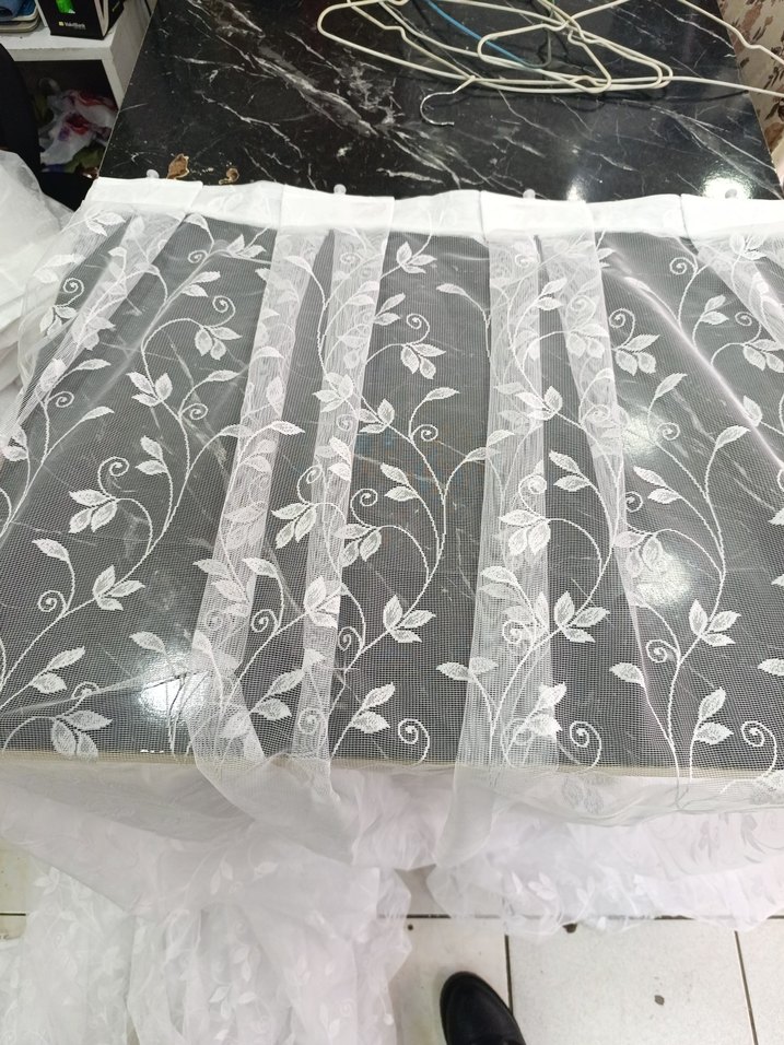 Nakışlı Beyaz Tül Perde - Görsel 3