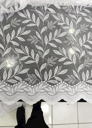 Nakışlı Beyaz Yaprak Desenli Perde - Görsel 8