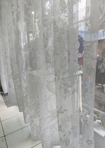 İşlemeli Beyaz Tül Perde - Görsel 2