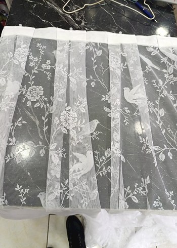 İşlemeli Beyaz Tül Perde - Görsel 6