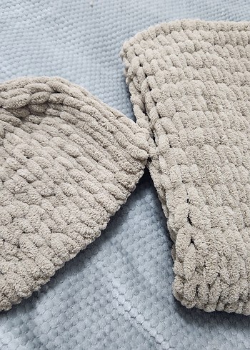 Bej Puffy Atkı ve Bere Takım - Görsel 3