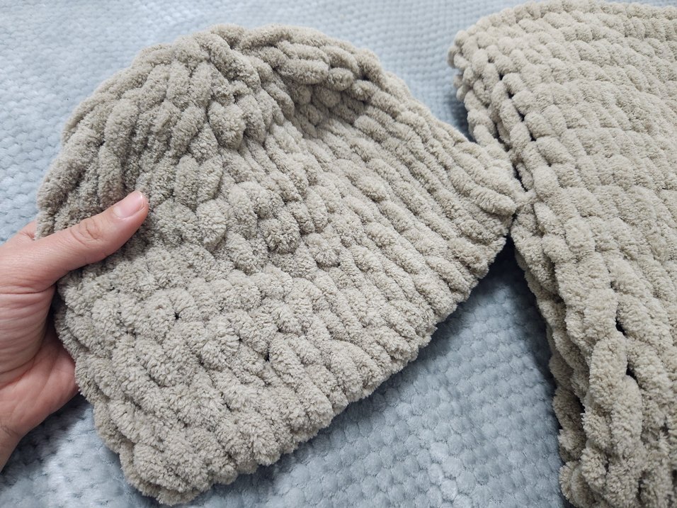 Bej Puffy Atkı ve Bere Takım - Görsel 4