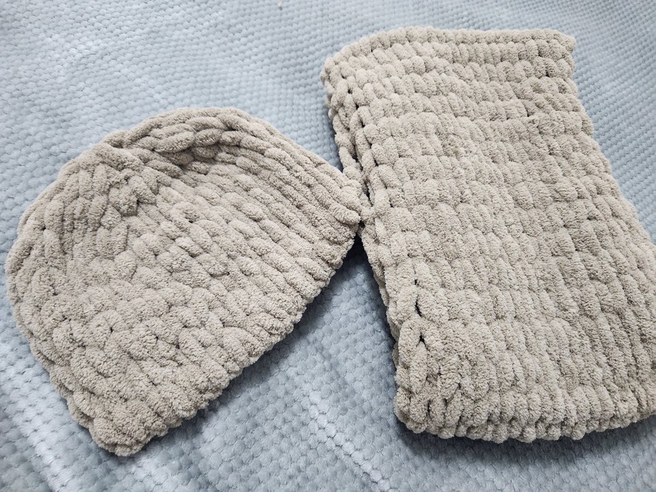 Bej Puffy Atkı ve Bere Takım - Görsel 3