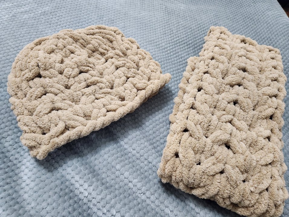 Sütlü Kahve Puffy  Örgü Bere ve Atkı Seti - Görsel 3