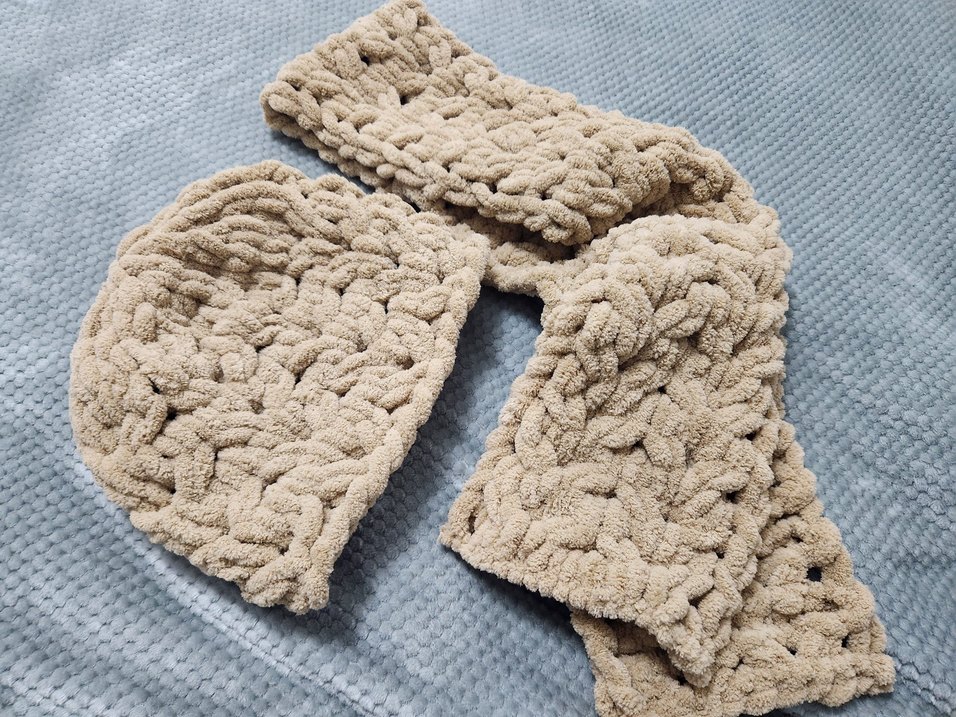 Sütlü Kahve Puffy  Örgü Bere ve Atkı Seti - Görsel 4