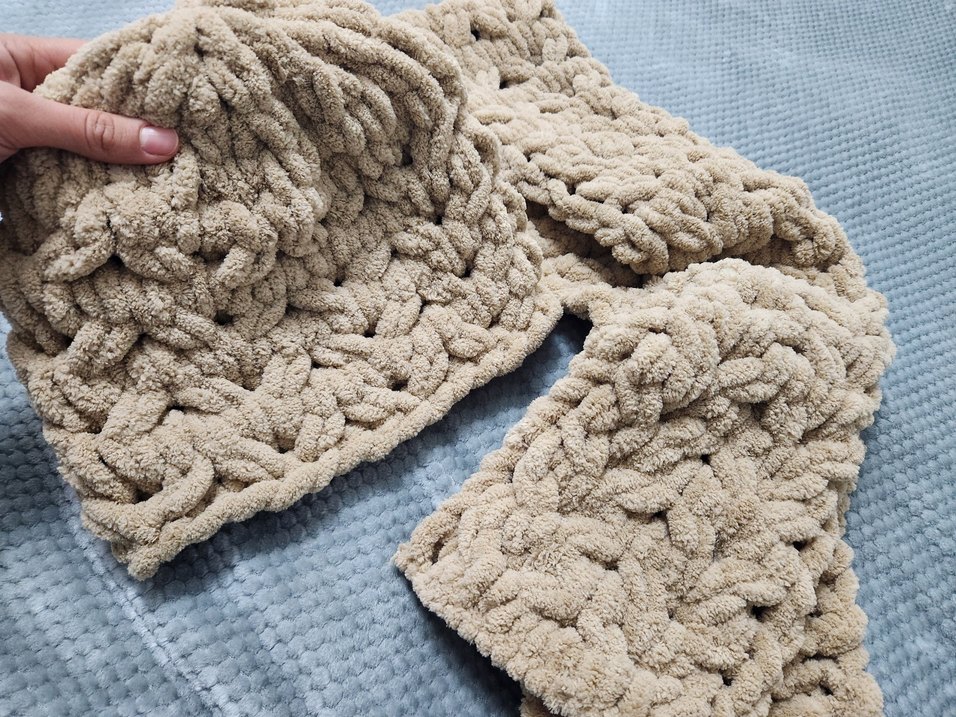 Sütlü Kahve Puffy  Örgü Bere ve Atkı Seti - Görsel 5