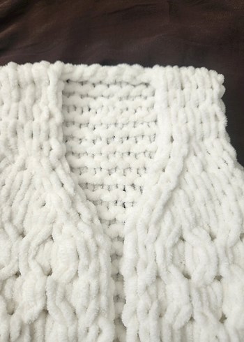 Puffy Bebek  Örgü Yelek Beyaz - Görsel 2