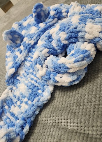 Mavi Beyaz Detaylı Kulaklı Balaklava - Görsel 5