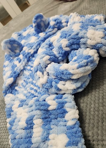 Mavi Beyaz Detaylı Kulaklı Balaklava - Görsel 4