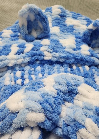 Mavi Beyaz Detaylı Kulaklı Balaklava - Görsel 2