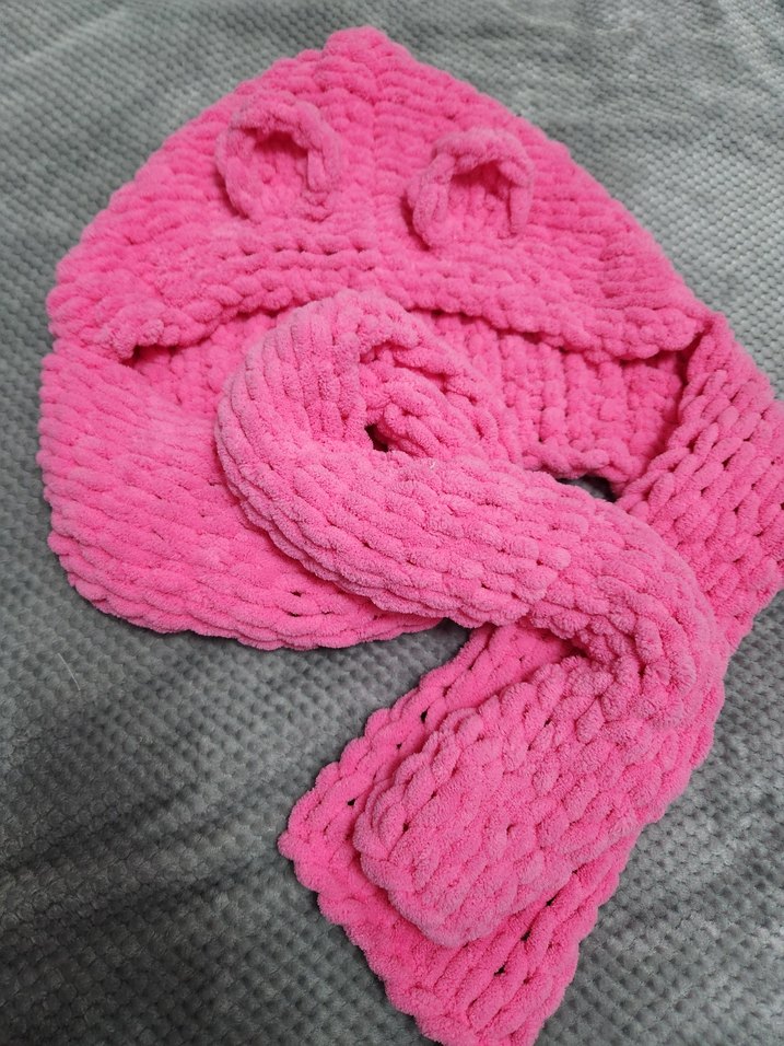 Puffy Pembe Kulaklı Balaklava - Görsel 2