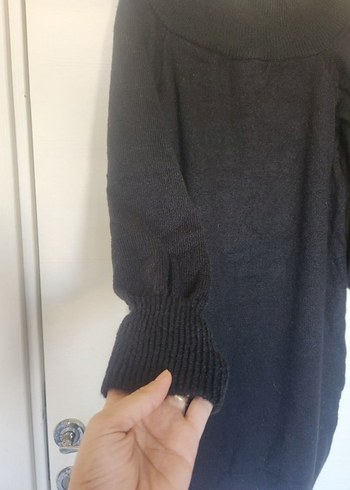 l Beden siyah Renk Siyah Triko Kadın Midi Elbise