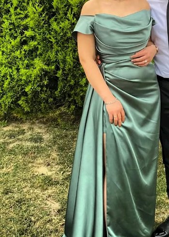 RENK Yeşil straplez elbise - Görsel 5