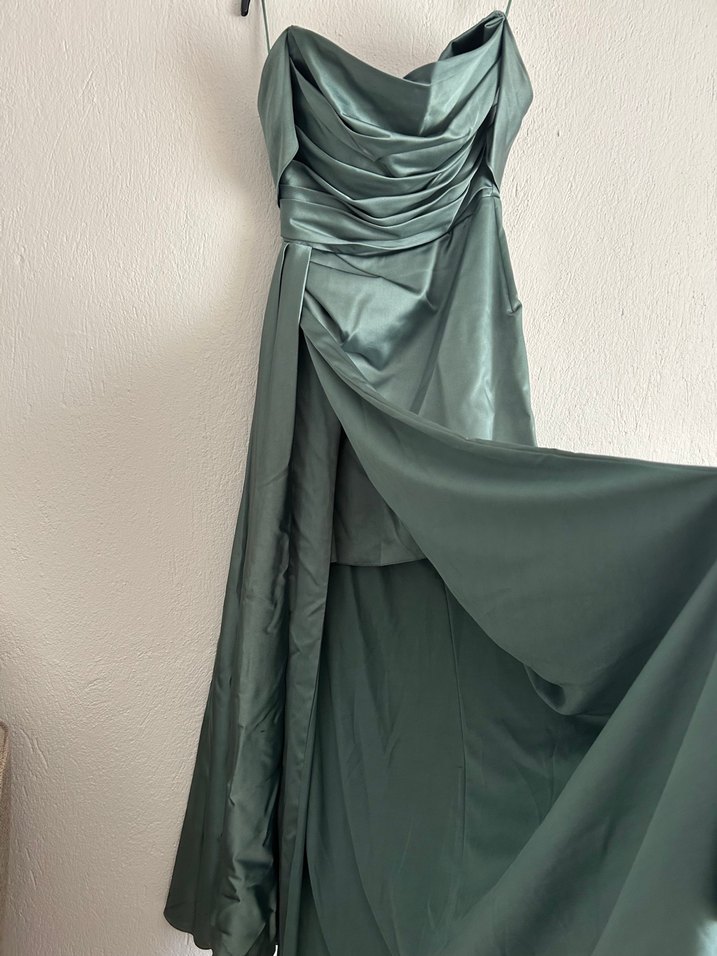 RENK Yeşil straplez elbise - Görsel 3