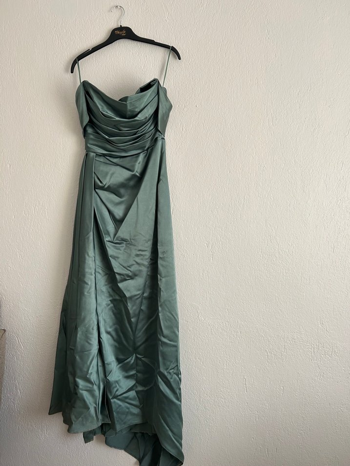 RENK Yeşil straplez elbise - Görsel 4