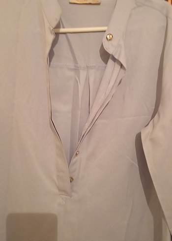 Düğmeli Gri Uzun Kollu Hamile Tunik - Görsel 3